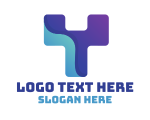Alphabet - Digital Blue Y logo design