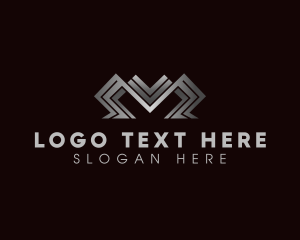 Stripe - Industrial Metallic Letter M logo design