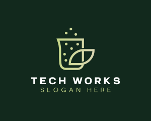 Organic Leaf Beaker  logo design