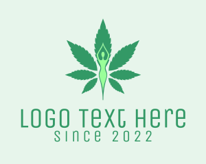Cannabis Leaf - Green Cannabis Yoga logo design