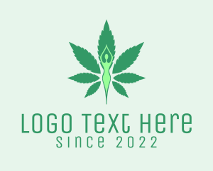 Organic - Green Cannabis Yoga logo design