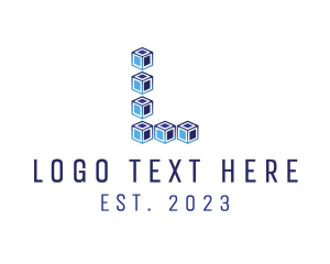 Orange Square - Geometric Cube Letter L logo design