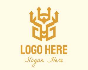Royalty - Golden Warrior Helmet logo design