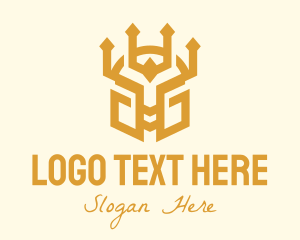 King - Golden Warrior Helmet logo design