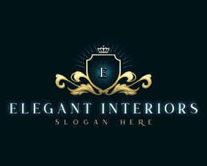 Elegant Royal Crown Shield logo design