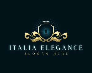 Elegant Royal Crown Shield logo design