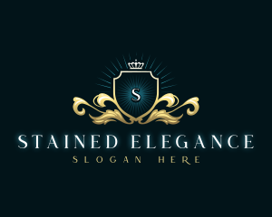 Elegant Royal Crown Shield logo design