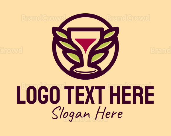 Wine Glass Leaf Wings Logo