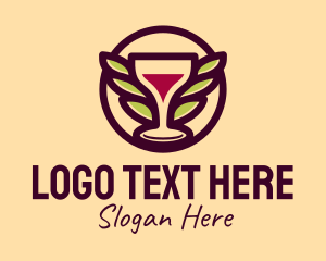 Event Management - Wine Glass Leaf Wings logo design