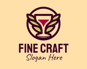 Wine Glass Leaf Wings logo design