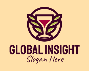 Drinking - Wine Glass Leaf Wings logo design