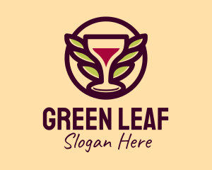 Wine Glass Leaf Wings logo design