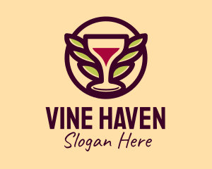 Wine Glass Leaf Wings logo design