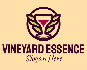 Wine Glass Leaf Wings logo design