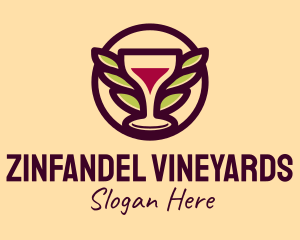 Wine Glass Leaf Wings logo design