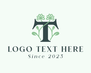 Scent - Green Floral Letter T logo design