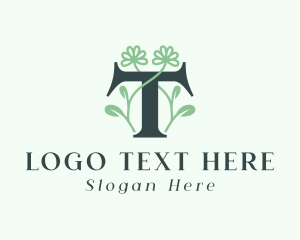 Green Floral Letter T Logo
