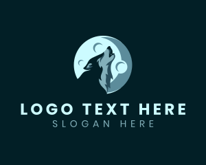 Negative Space - Wild Wolf Howling logo design