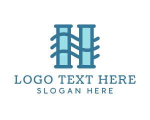 Lettermark - Wave Pillars H logo design