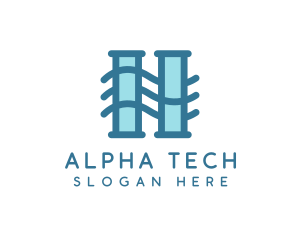 Alphabet - Wave Pillars H logo design