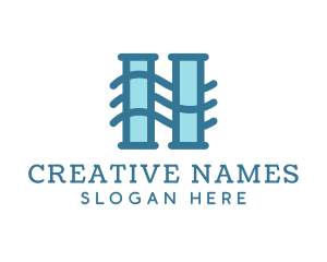 Name - Wave Pillars H logo design