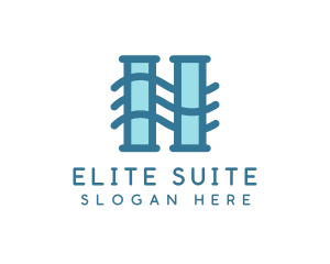 Suite - Wave Pillars H logo design