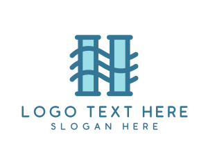 Text - Wave Pillars H logo design