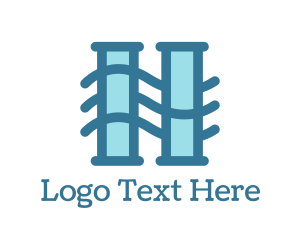 Alphabet - Wave Pillars H logo design