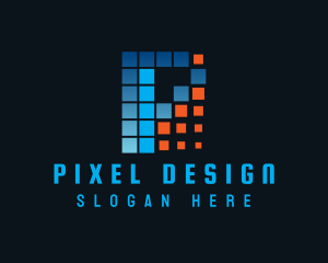 Banking Pixel Letter P logo design