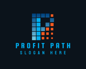 Profit - Banking Pixel Letter P logo design