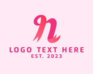 Ribbon - Pink Ribbon Letter N logo design