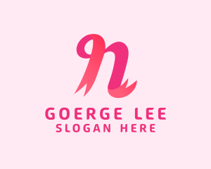 Pink Ribbon Letter N Logo