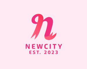 Pink Ribbon Letter N logo design