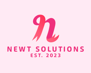 Pink Ribbon Letter N logo design