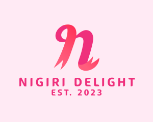 Pink Ribbon Letter N logo design