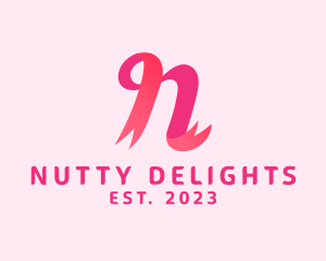 Pink Ribbon Letter N logo design