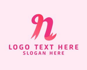 Pink Ribbon Letter N Logo