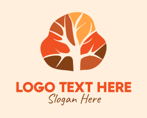 Falling Leaves - Fall Season Tree Abstract logo design