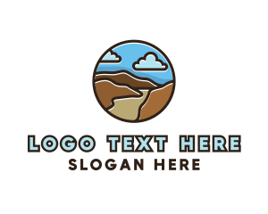 Horizon - Cloudy Mountain Outline logo design