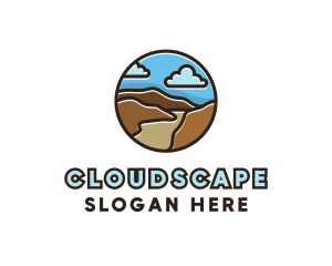 Cloudy Mountain Outline logo design