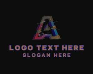 Gamer - Gradient Glitch Letter A logo design