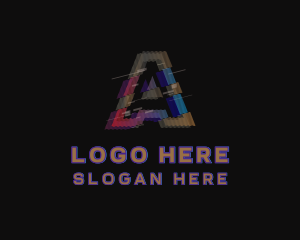 Vhs - Gradient Glitch Letter A logo design