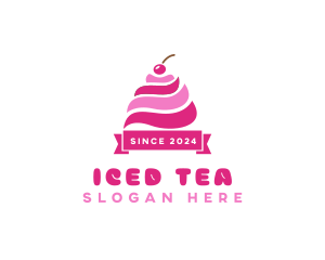 Cherry Ice Cream Sundae logo design