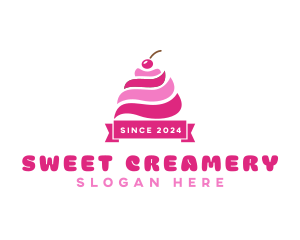 Cherry Ice Cream Sundae logo design