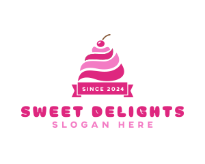 Cherry Ice Cream Sundae logo design