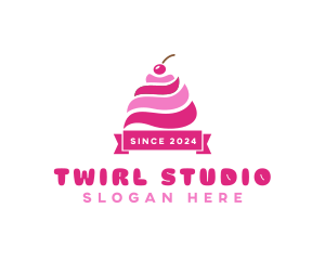 Cherry Ice Cream Sundae logo design