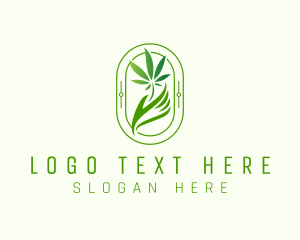 Dispensary - Marijuana Plant Hand logo design