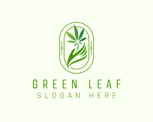 Marijuana Plant Hand logo design