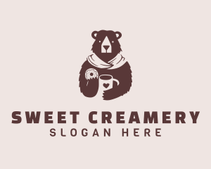 Coffee & Donut Bear logo design