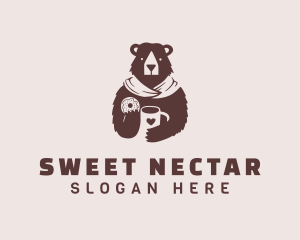 Coffee & Donut Bear logo design